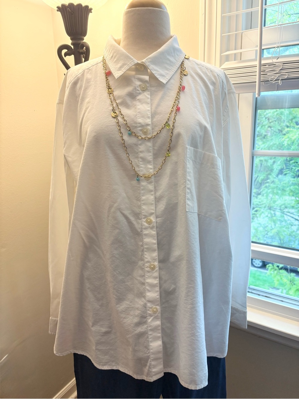 LOFT Women’s White Button Down Dress Shirt, Size XXL — EUC!!
